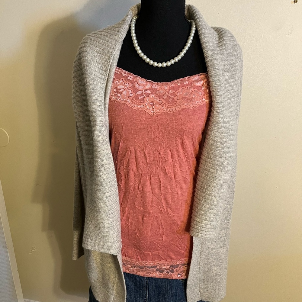Ann Taylor Light Heather Grey Cardigan